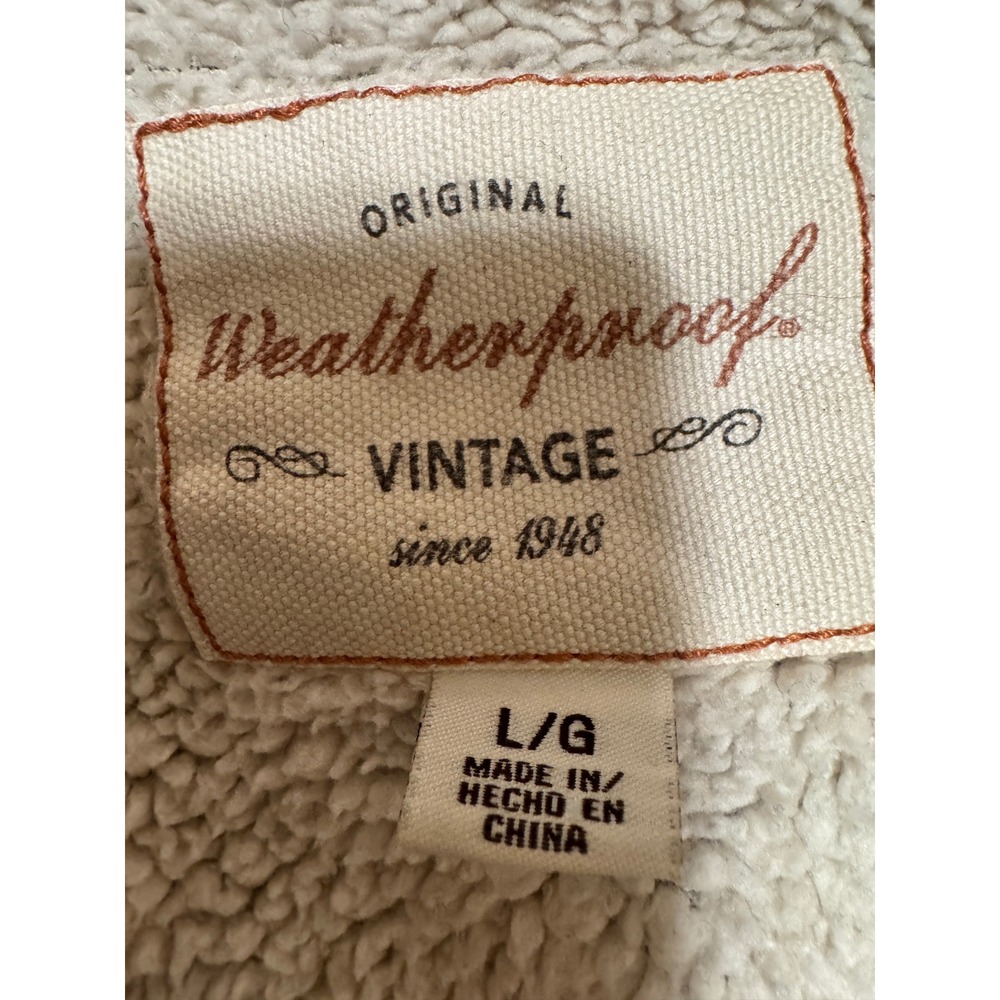 Weatherproof Vintage Mens Large Sherpa Lined Full Zip Hoodie brown